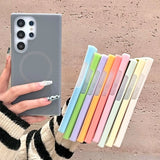 Solid Color Jelly Magnetic Liquid Silicone Phone Case For Samsung