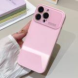 Glossy Pure Color Lens Protection Phone Case For iPhone