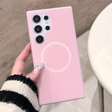 Solid Color Jelly Magnetic Liquid Silicone Phone Case For Samsung