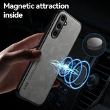Luxury Leather Magnetic Wireless Charging Case for Samsung Galaxy