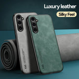 Luxury Leather Magnetic Wireless Charging Case for Samsung Galaxy