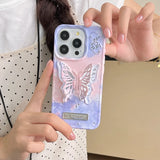 Colorful Gradient 3D Hollow Butterfly Bracket Case For iPhone