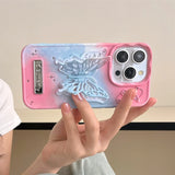 Colorful Gradient 3D Hollow Butterfly Bracket Case For iPhone
