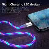 Flow Luminous Cable 3A Fast Charging Data Cord for Type C Micro iPhone