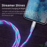 Flow Luminous Cable 3A Fast Charging Data Cord for Type C Micro iPhone
