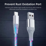 Flow Luminous Cable 3A Fast Charging Data Cord for Type C Micro iPhone