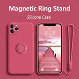Liquid Silicone Finger Ring Magnetic Holder Case For iPhone