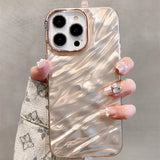 Luxury Plating Silicone Shiny Water Ripple Pattern Case For iPhone