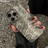 Luxury Plating Silicone Shiny Water Ripple Pattern Case For iPhone