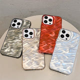 Luxury Plating Silicone Shiny Water Ripple Pattern Case For iPhone