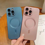 Metal Painted Magnetic Wireless Charge Case for iPhone