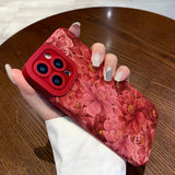 Fashion Red Peony Flower Shockproof Phone Case For iPhone