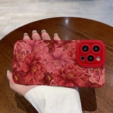 Fashion Red Peony Flower Shockproof Phone Case For iPhone