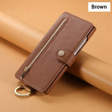 Leather Strap Zipper Wallet Flip Case for iPhone