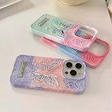 Colorful Gradient 3D Hollow Butterfly Bracket Case For iPhone