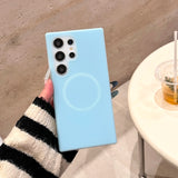 Solid Color Jelly Magnetic Liquid Silicone Phone Case For Samsung