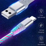 Flow Luminous Cable 3A Fast Charging Data Cord for Type C Micro iPhone
