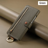 Leather Strap Zipper Wallet Flip Case for iPhone