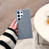 Solid Color Jelly Magnetic Liquid Silicone Phone Case For Samsung