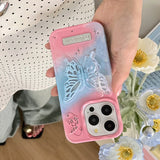 Colorful Gradient 3D Hollow Butterfly Bracket Case For iPhone