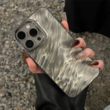 Luxury Plating Silicone Shiny Water Ripple Pattern Case For iPhone