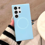 Solid Color Jelly Magnetic Liquid Silicone Phone Case For Samsung