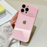 Glossy Pure Color Lens Protection Phone Case For iPhone