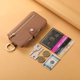 Leather Strap Zipper Wallet Flip Case for iPhone