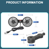 3-speed Car Seat Back Cooling Fan USB Charge Dual Head Fan 360 Degree Rotation Neck Cooler for Summer Car Accessories
