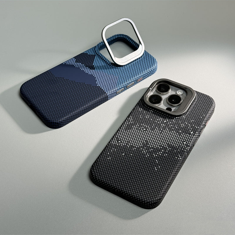 Camera Metal Holder Carbon Fiber Magnetic Case For iPhone