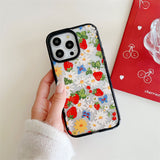 Cute Red Flower Cherry Painting Phone Case For iPhone