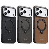 Leather Magnetic Charging Rotatable Kickstand Case for iPhone