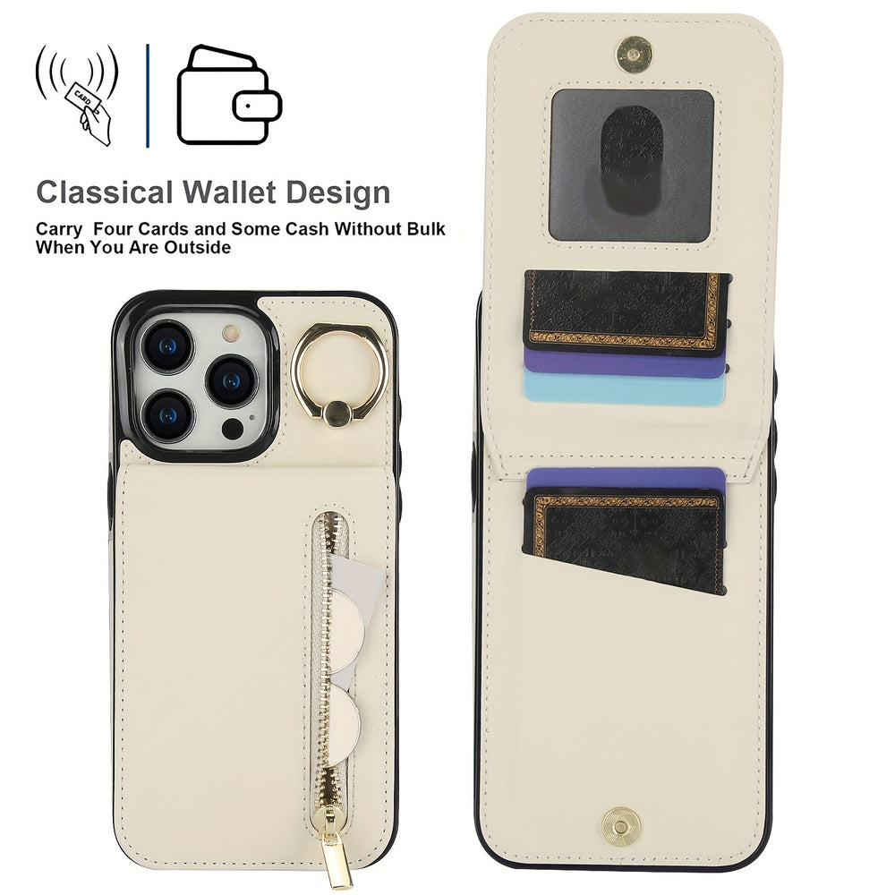 Luxury Leather With Ring Holder Phone Case For iPhone