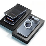 Metal Magnetic Anti-Peep Case with Kickstand for iPhone