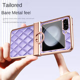 Leather Electroplated Ring Holder Shockproof Case for Samsung