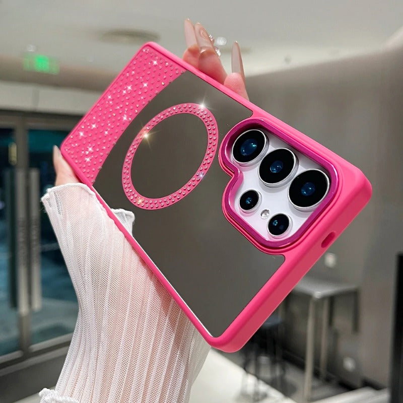 Glitter Diamond Magnetic Mirror Case For Samsung