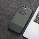 Color‑Block PC Leather Magnetic Anti‑Drop Case for iPhone