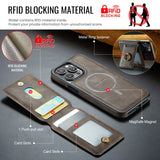 Magnetic Charging Wallet Case with Ring Kickstand for iPhone