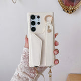 Wrist Strap Crossbody Leather Wallet Case For Samsung