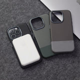 Color‑Block PC Leather Magnetic Anti‑Drop Case for iPhone