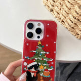 Christmas Tree and Black Cat Lanyard Phone Case for IPhone