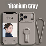 Silicone Full-Coverage Phone Case with Kickstand Lanyard for iPhone
