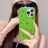 Cute Cartoon Cherry Lichee Pattern Silicone Cover for iPhone