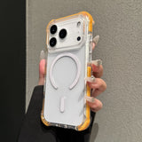 Cream-Colored Border Magnetic Silicone Four-Corner Anti-Drop Case For IPhone