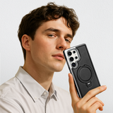 High-end Leather Texture Mobile with Rotating Magnetic Bracket Case for Sumsang