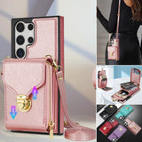 Leather Crossbody Lanyard Wallet Case for Samsung