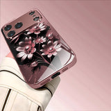 Pink Floral Pattern Electroplated Case for iPhone