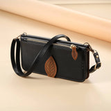 Leaf-Designed Leather Card Slot Lanyard Flip Case for Samsung