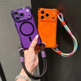 Hanging Strap Magnetic Four Corners Anti-Drop Phone Case For iPhone