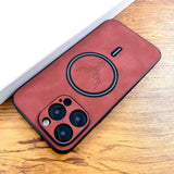 Luxury PU Leather Deer Magsafe Wireless Charge Case for iPhone